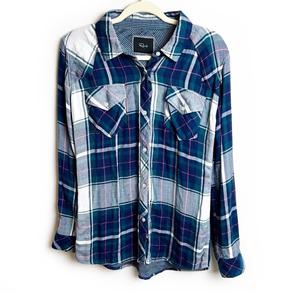 Rails Green Plaid light weight button down flannel size: S